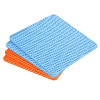 Silicone Trivet Mats 4pcs Pot Holders For Hot Pan Pot Orange Sky Blue Orange Sky Blue Bed